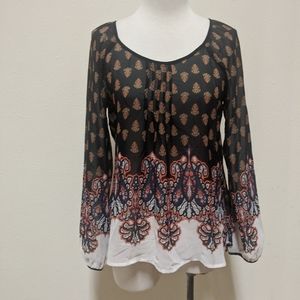 Blu Pepper Black and White Blouse with Red Accents